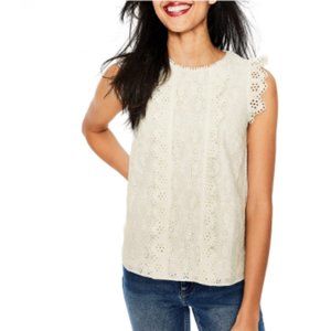Boden Hallie Broderie White Eyelet Shirt Lace Tank